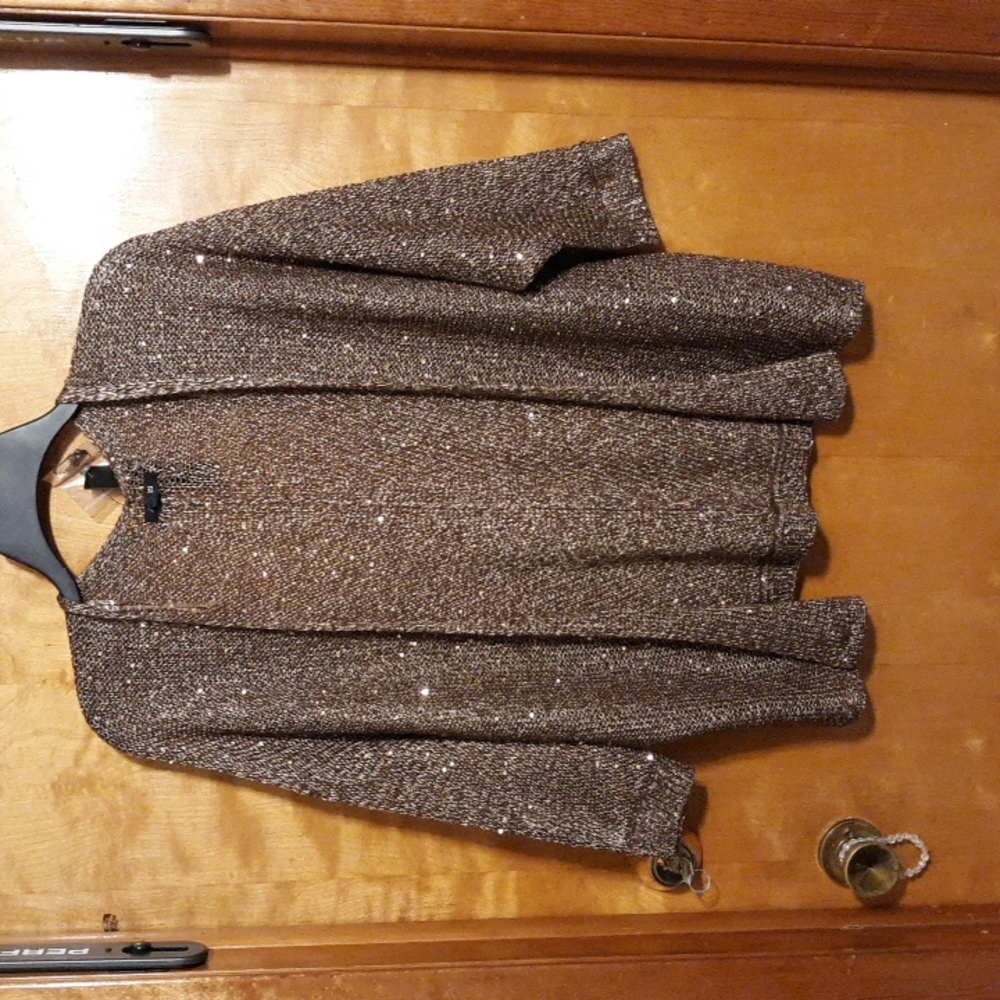 APT 9 “SEQUIN INFUSED FLYAWAY" open front cardigan